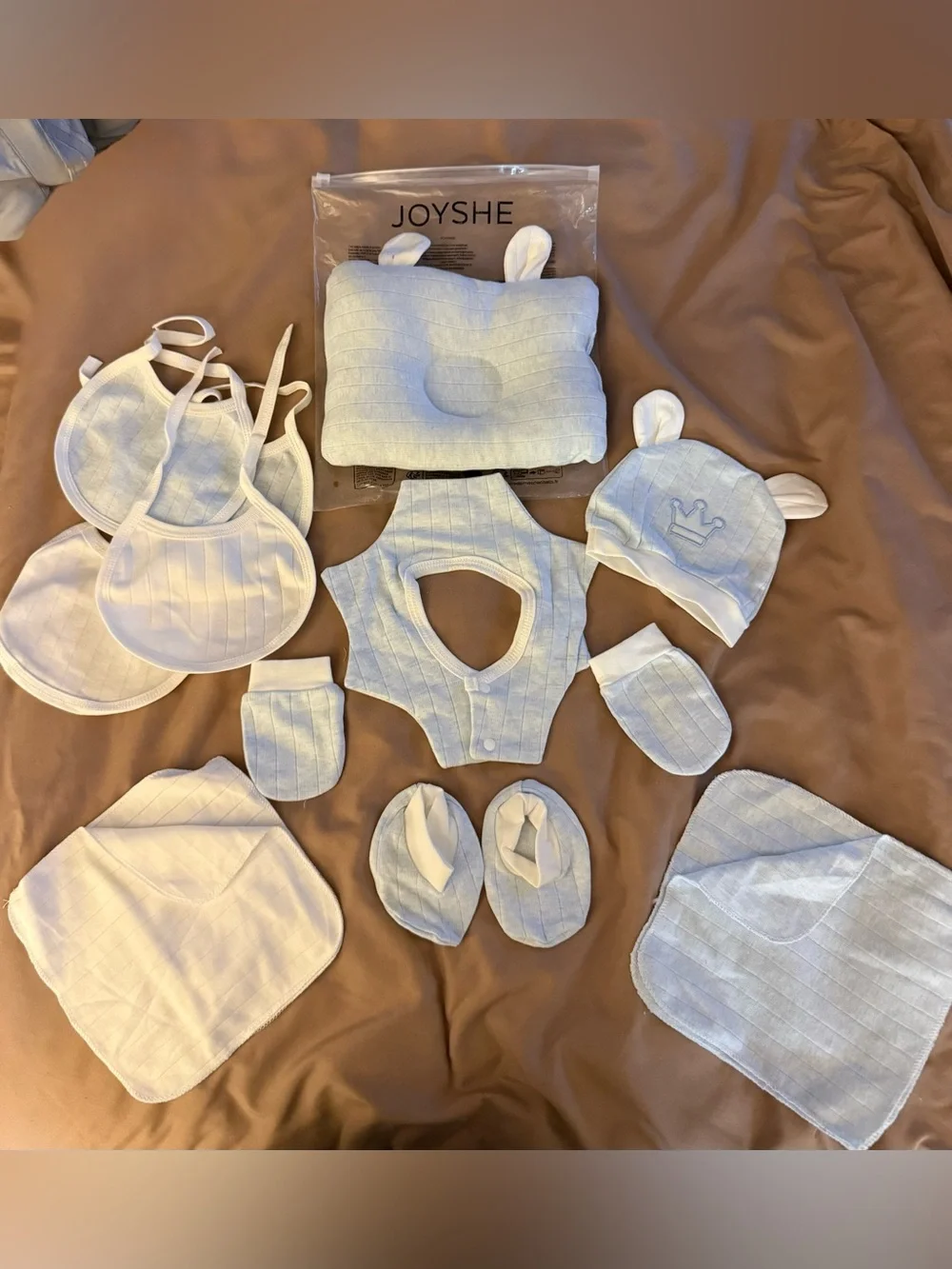 Baby Light Blue and White Bibs & Accessories Set - Soft Newborn Essentials